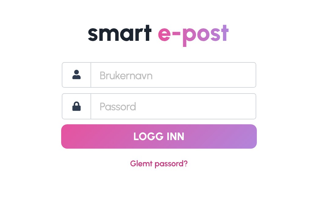 Innloggingen til Smart e-post, med felt for brukernavn og passord